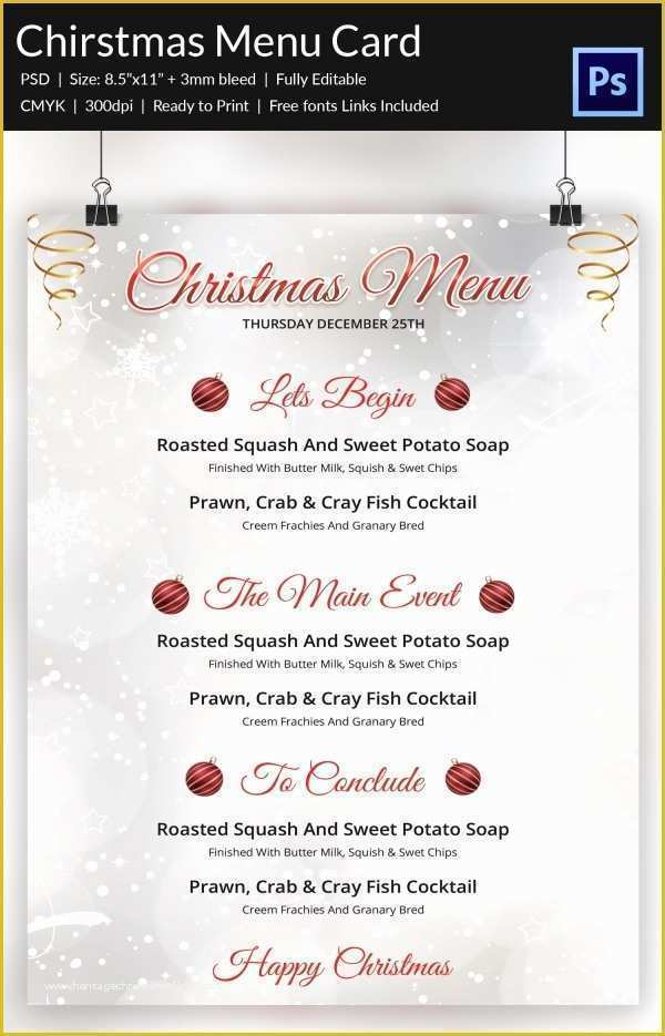 Free Menu Templates for Word Of Christmas Menu Template 37 Free Psd Eps Ai