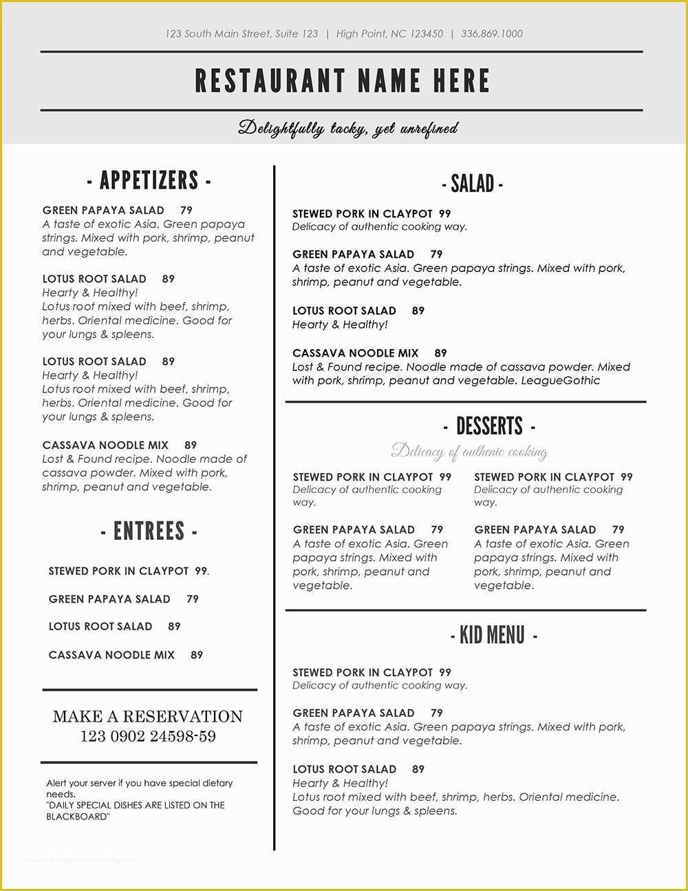 Free Menu Templates for Word Of Design &amp; Templates Menu Templates Wedding Menu Food