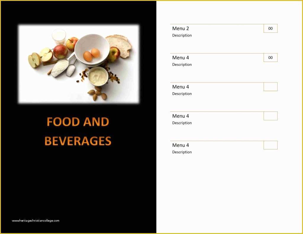 Free Menu Templates for Word Of Restaurant Menu