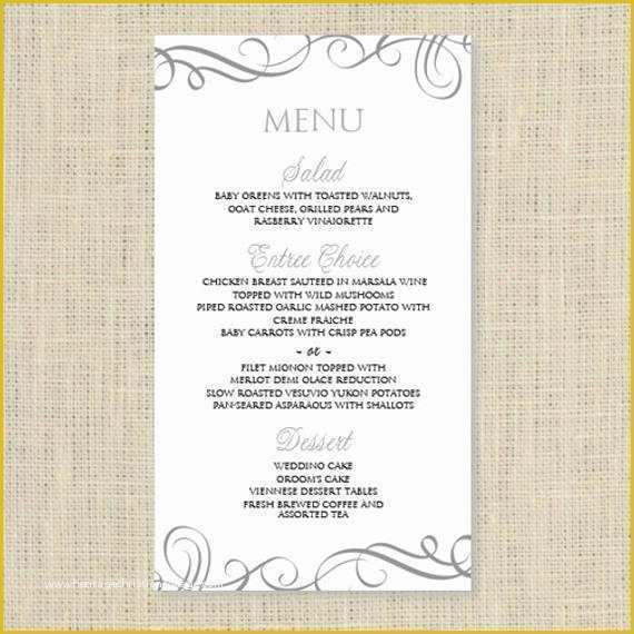 Free Menu Templates for Word Of Wedding Menu Card Template Download Instantly by