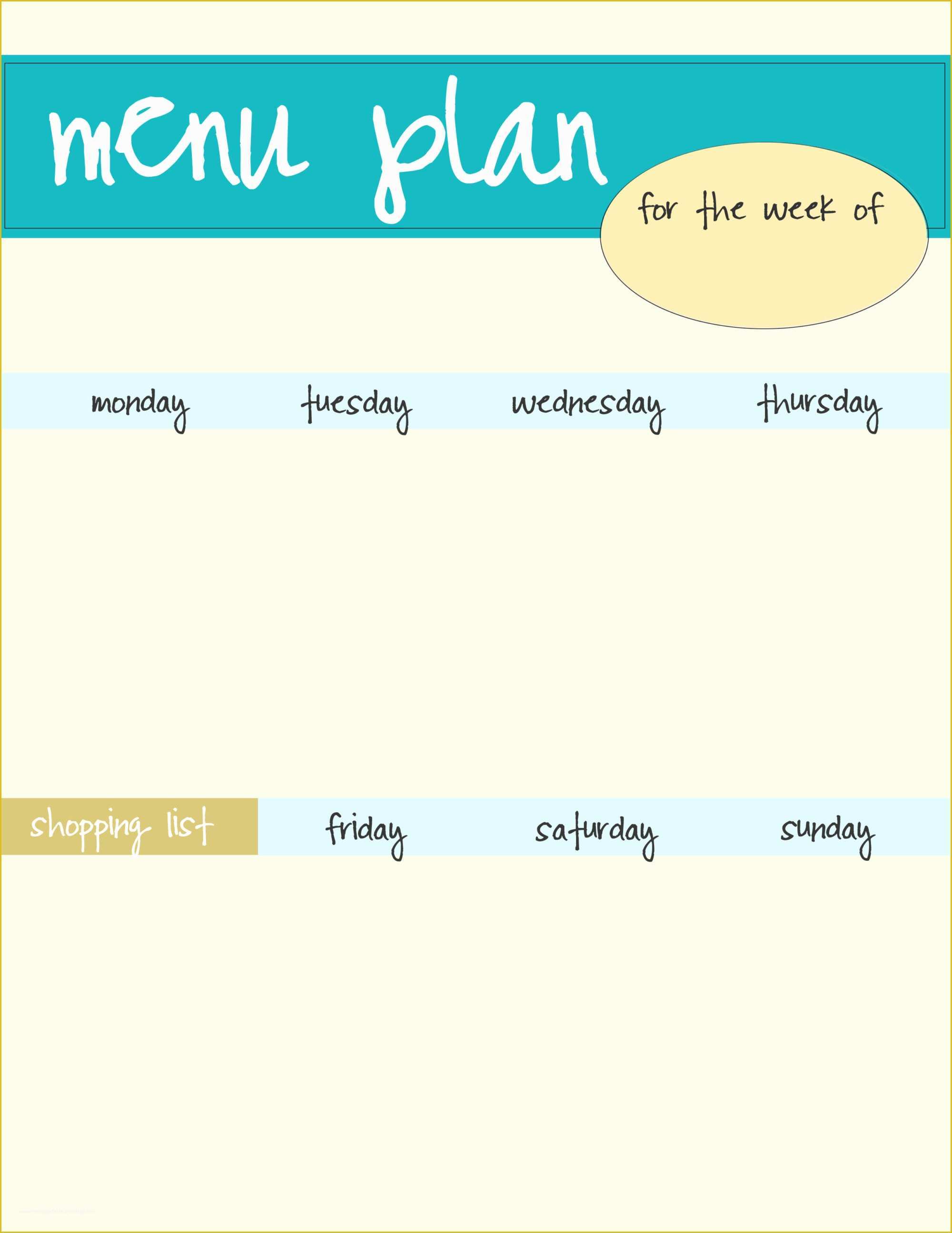 Free Menu Templates Of Meal Planning Template Free Download