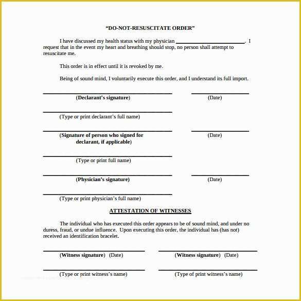 Free Michigan Will Template Of 6 Sample Do Not Resuscitate forms to Download