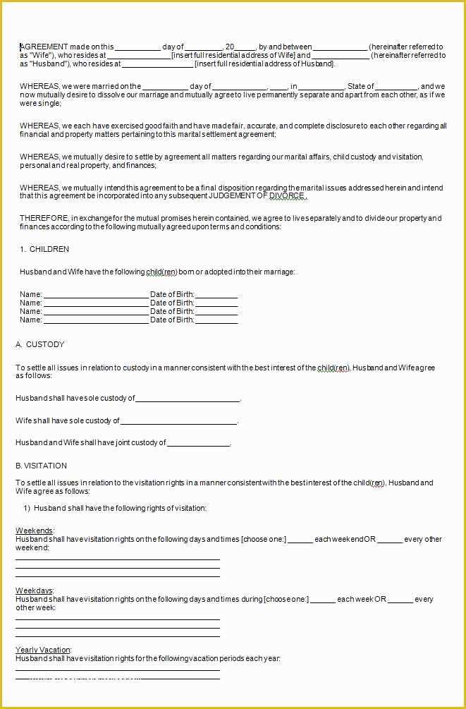 Free Michigan Will Template Of Free Michigan Marital Settlement Agreement form Wikiform