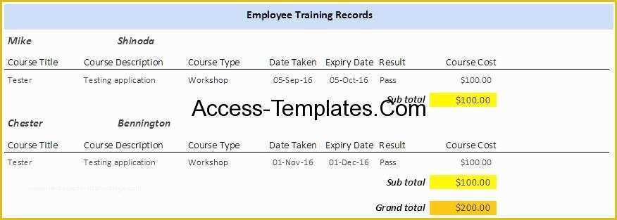 Free Microsoft Access Club Membership Database Template Of Employee Training Plan Template for Microsoft Access
