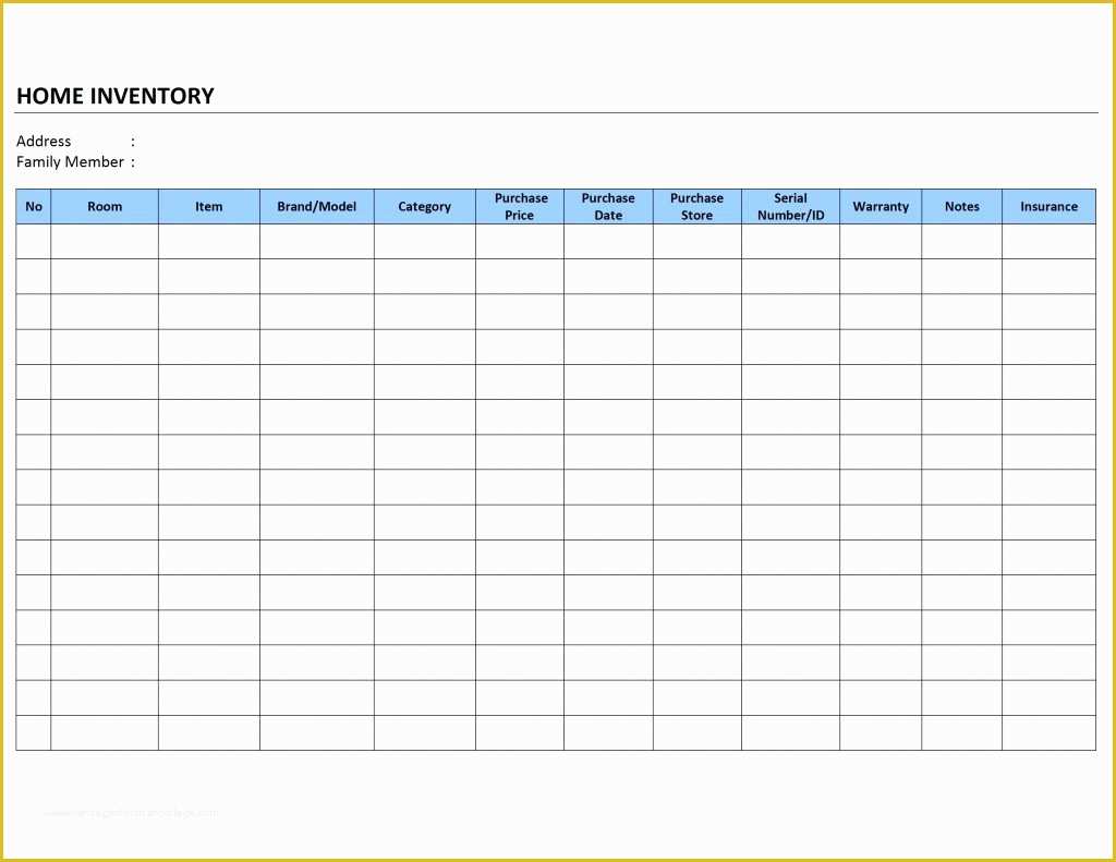 Free Microsoft Excel Spreadsheet Templates Of Free Printable Home Household Inventory List Spreadsheet