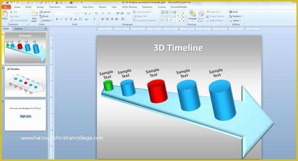 Free Microsoft Powerpoint Templates Of 3d Timeline Template for Powerpoint 2010