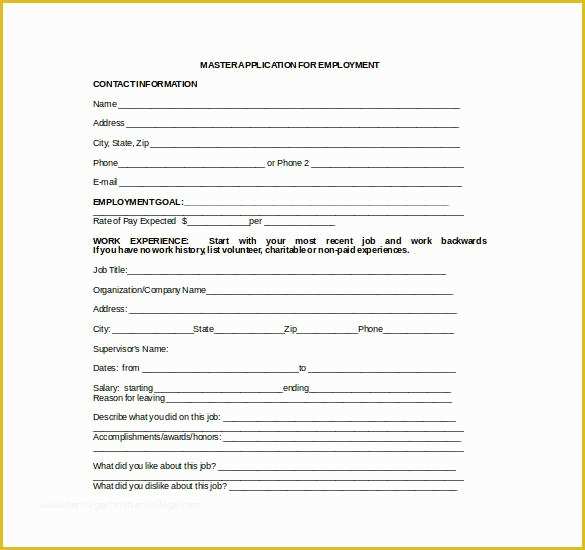 Free Microsoft Word Job Application Template Of 21 Employment Application Templates Pdf Doc