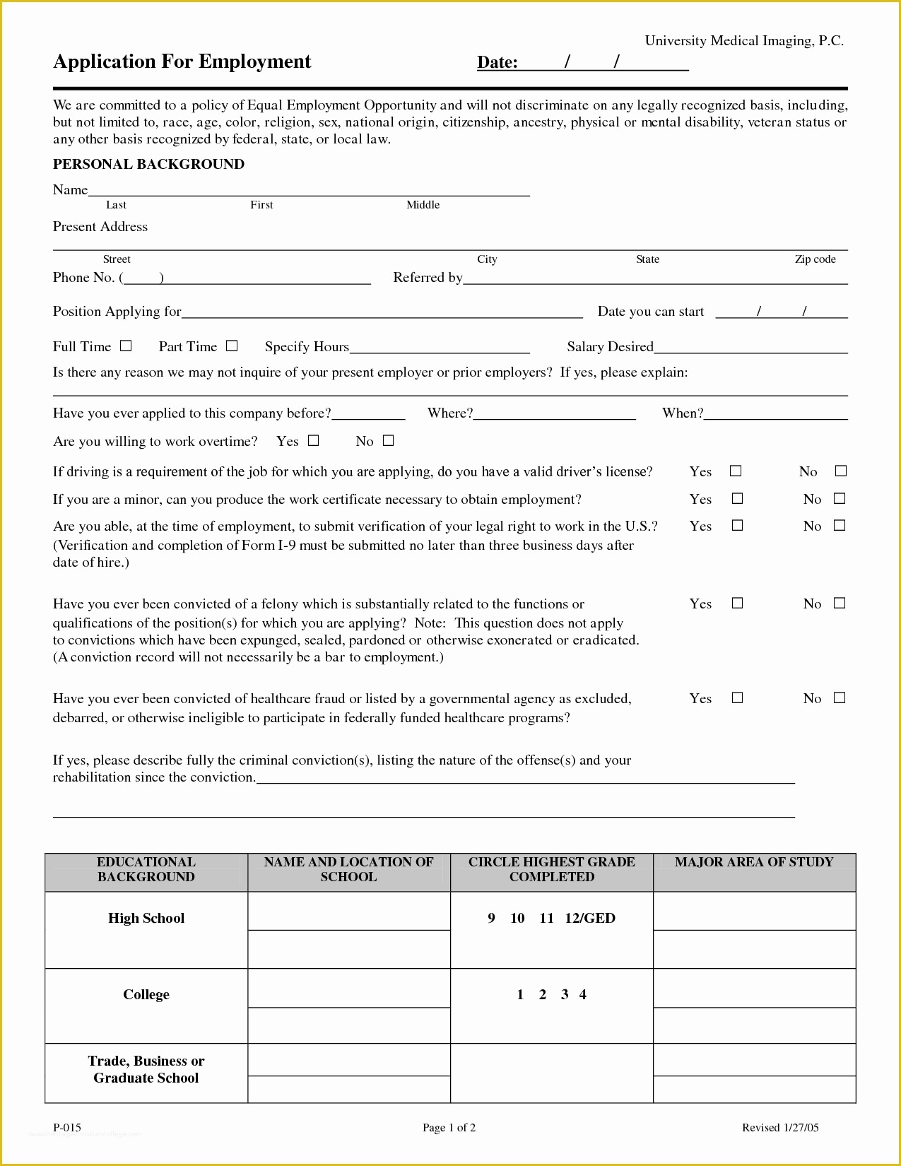 Free Microsoft Word Job Application Template Of 5 Free Blank Employment Application Template Printable