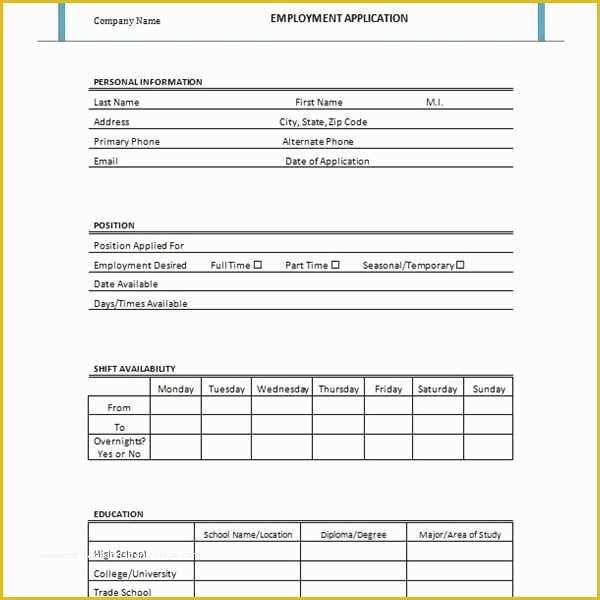 Free Microsoft Word Job Application Template Of Free Generic Job Application Template