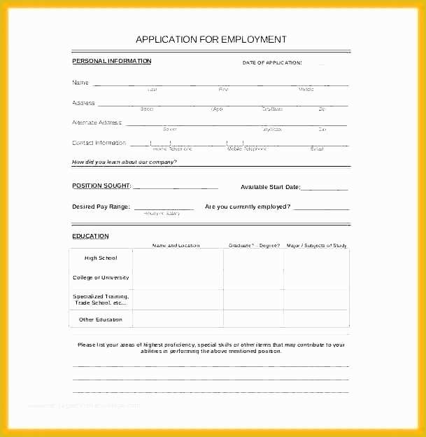 Free Microsoft Word Job Application Template Of Free Employment ...