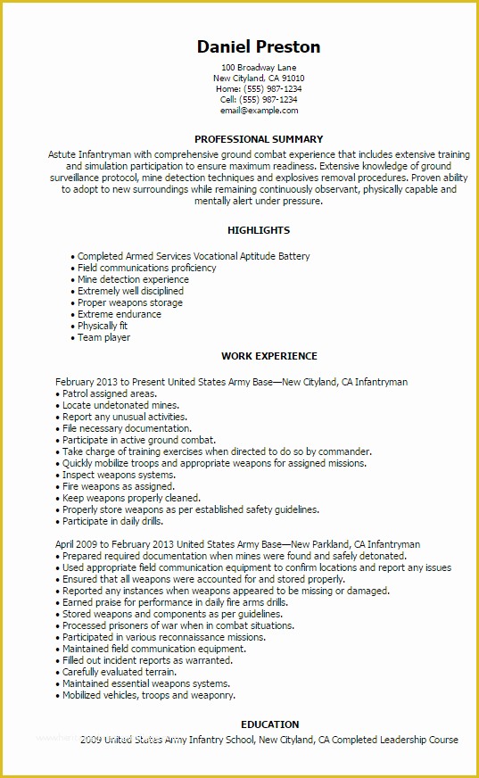 Free Military Resume Templates Of Government &amp; Military Resume Templates to Impress Any