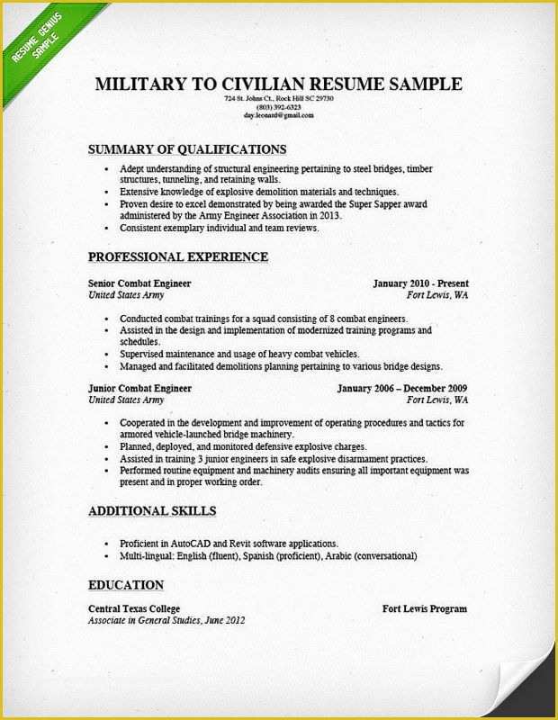 Free Military Resume Templates Of Not Sure About How to Write A Resume for the Civilian