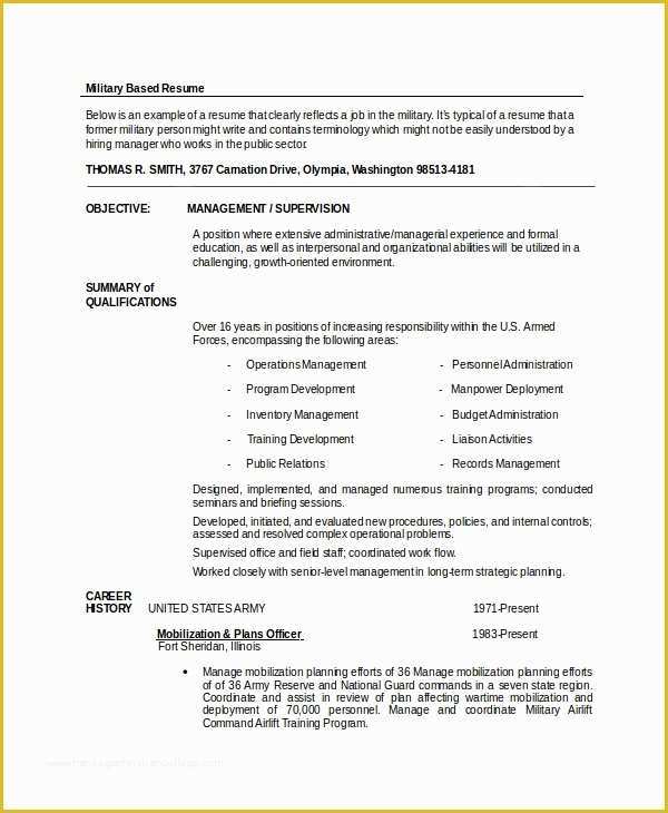 Free Military Resume Templates Of Resume Template Word 10 Free Word Documents Download