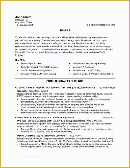 Free Military Resume Templates Of top Military Resume Templates & Samples