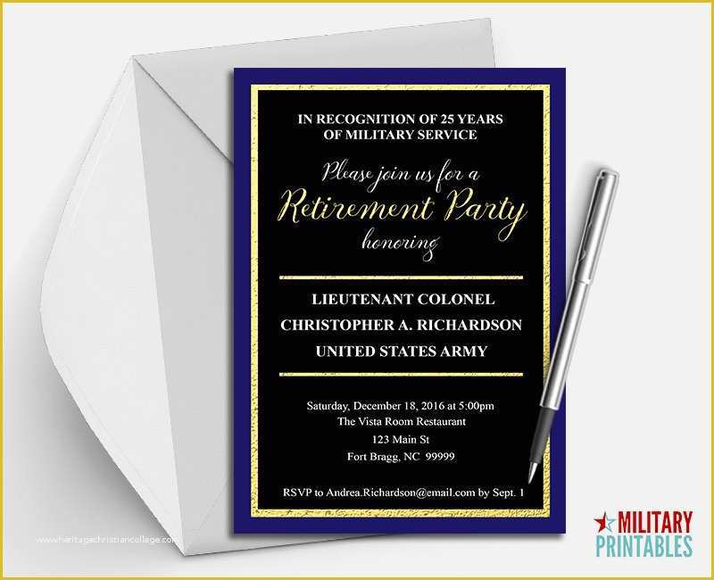 Free Military Retirement Invitation Template Of Army Retirement Party Invitation Printable Editable