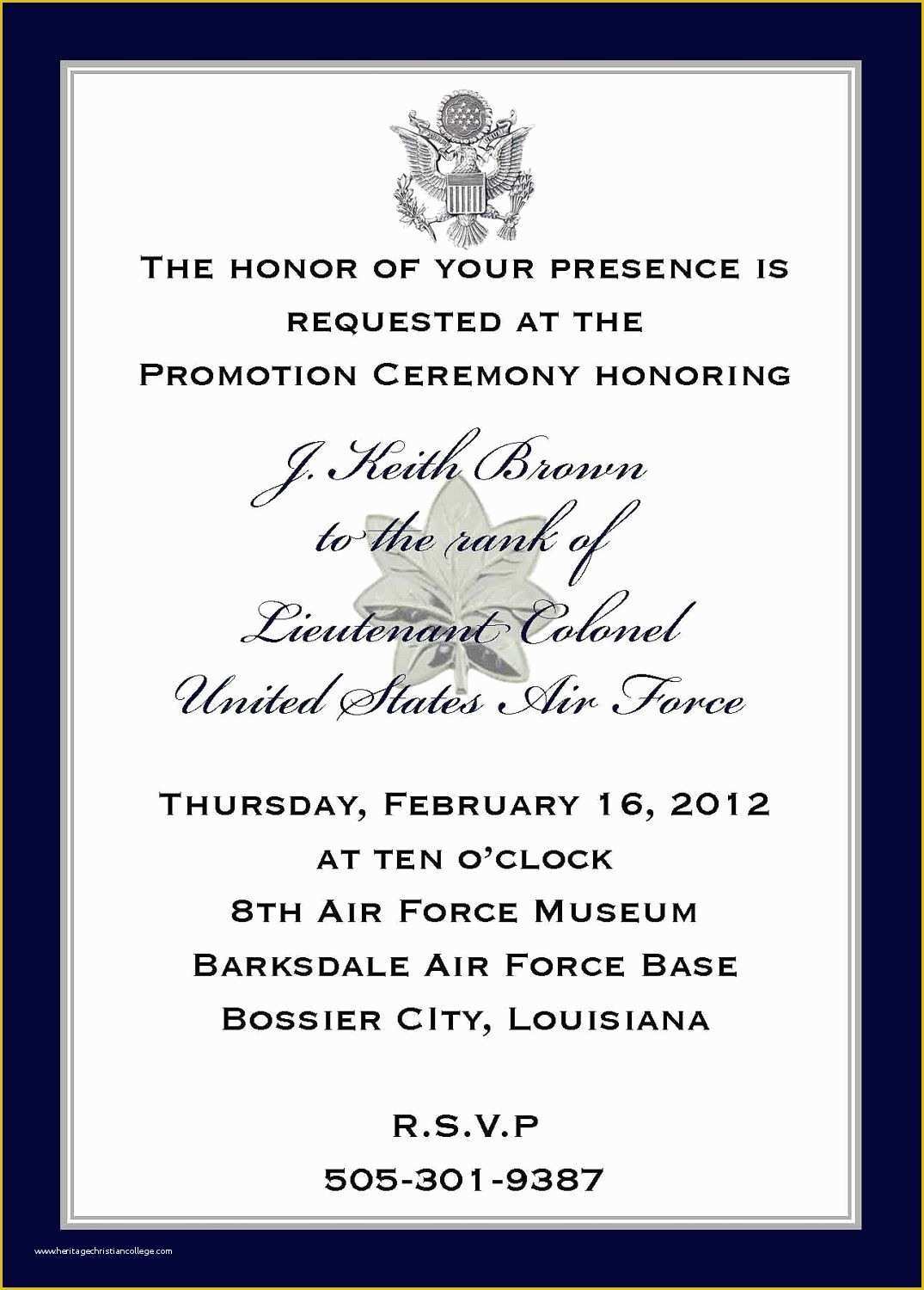 Free Military Retirement Invitation Template Of Invitation Wording Promotion