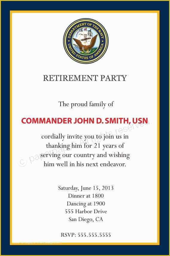 Free Military Retirement Invitation Template Of Military Retirement Party Invitation All by Paperpapelshop