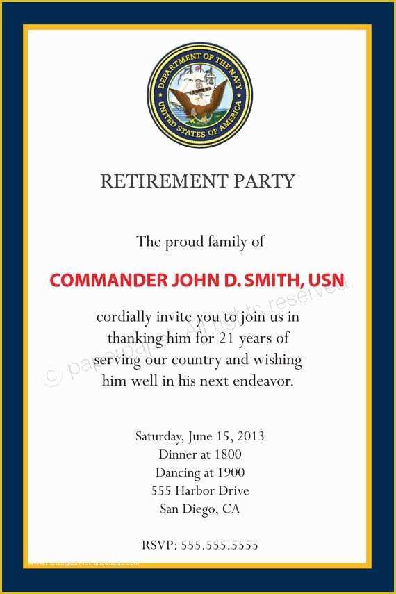 Free Military Retirement Invitation Template Of Military Retirement Party Invitation All by Paperpapelshop