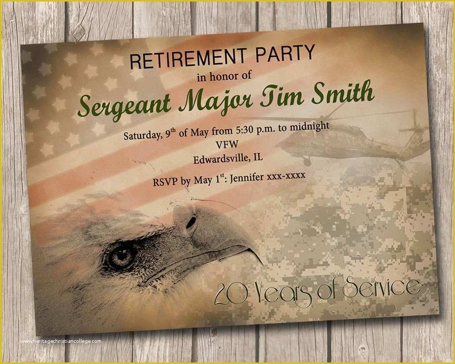 Free Military Retirement Invitation Template Of Military Retirement Party Invitation