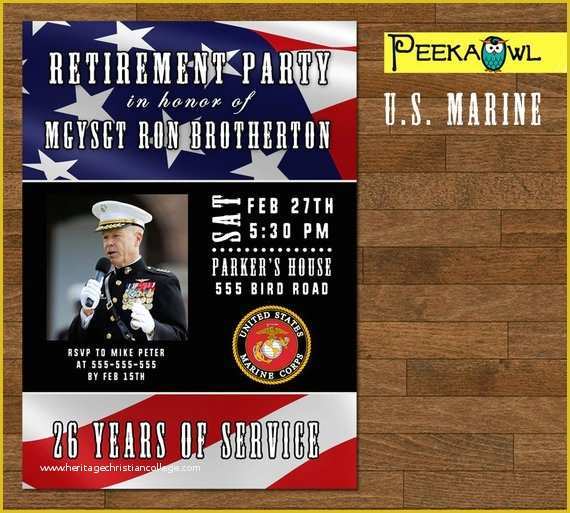 Free Military Retirement Invitation Template Of Printable Military Retirement Party Invitation Card by