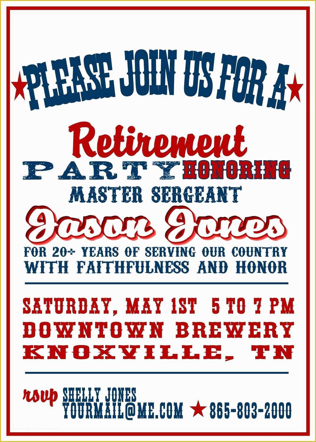 Free Military Retirement Invitation Template Of Red White and Blue Military Retirement Party Invitation