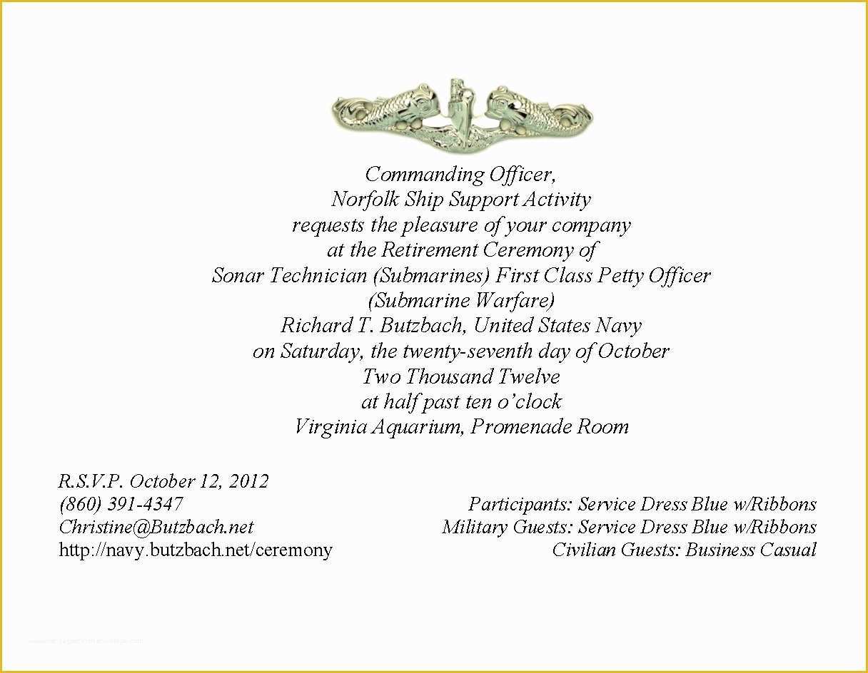 Free Military Retirement Invitation Template Of Retirement Ceremony Invitation