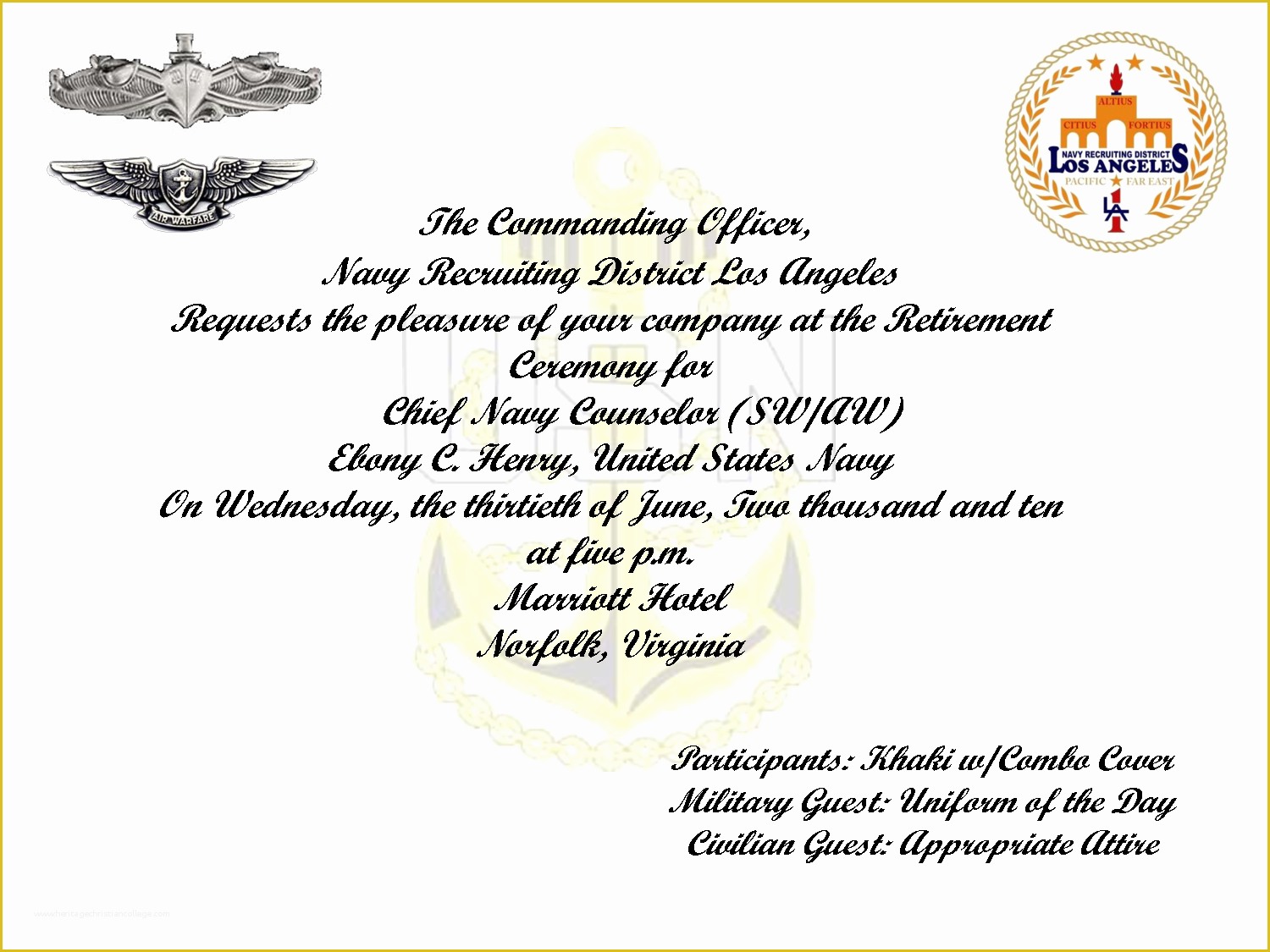 Free Military Retirement Invitation Template Of Sample Military Retirement Invitations