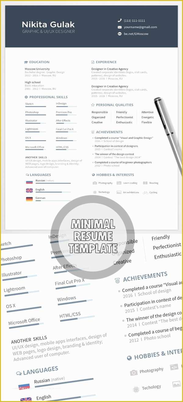 Free Minimalist Resume Template Of 22 Free Professional Cv Resume and Cover Letter Psd