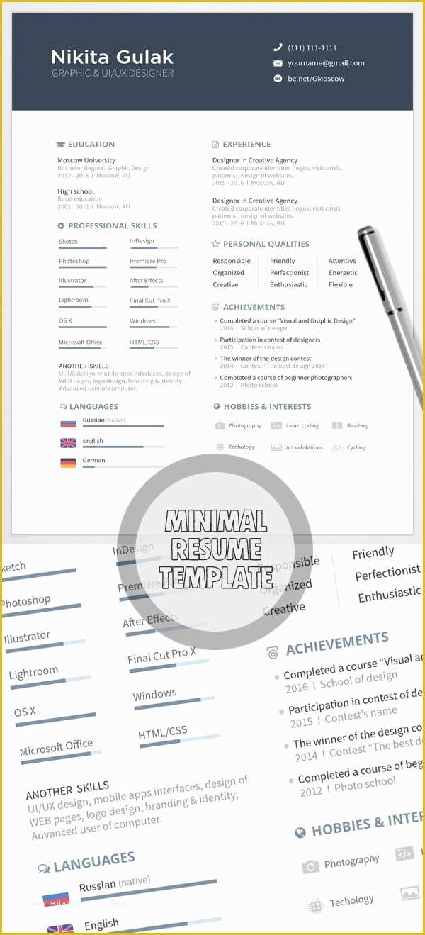 Free Minimalist Resume Template Of 22 Free Professional Cv Resume and Cover Letter Psd