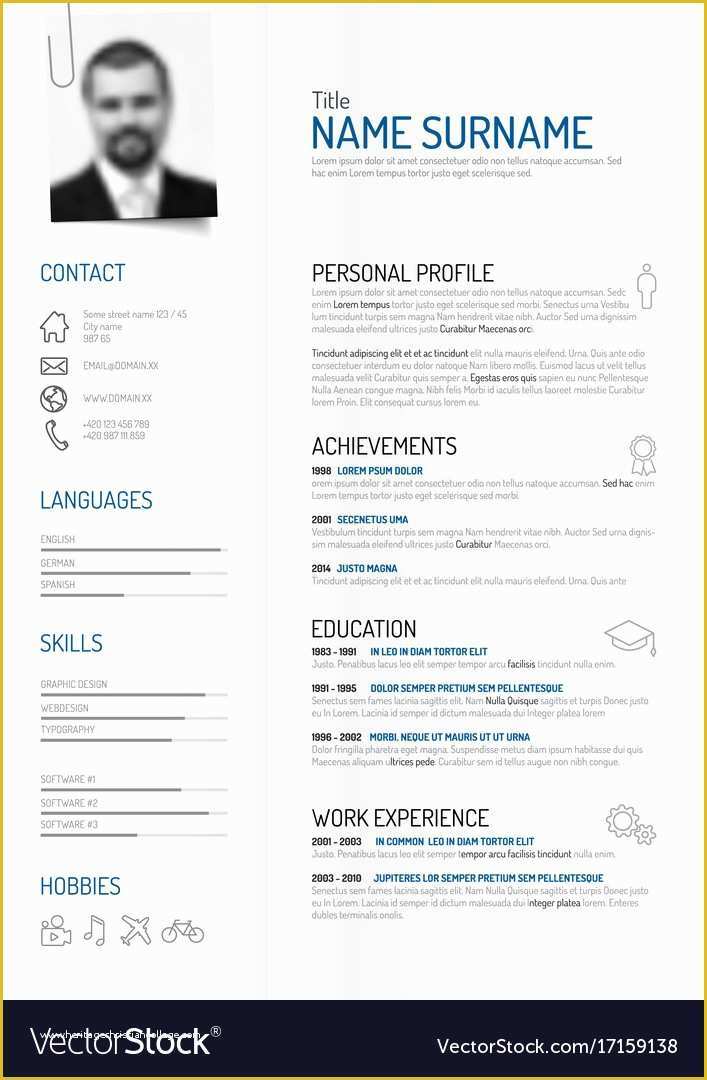 Free Minimalist Resume Template Of Creative Minimalist Cv Resume Template Royalty Free Vector