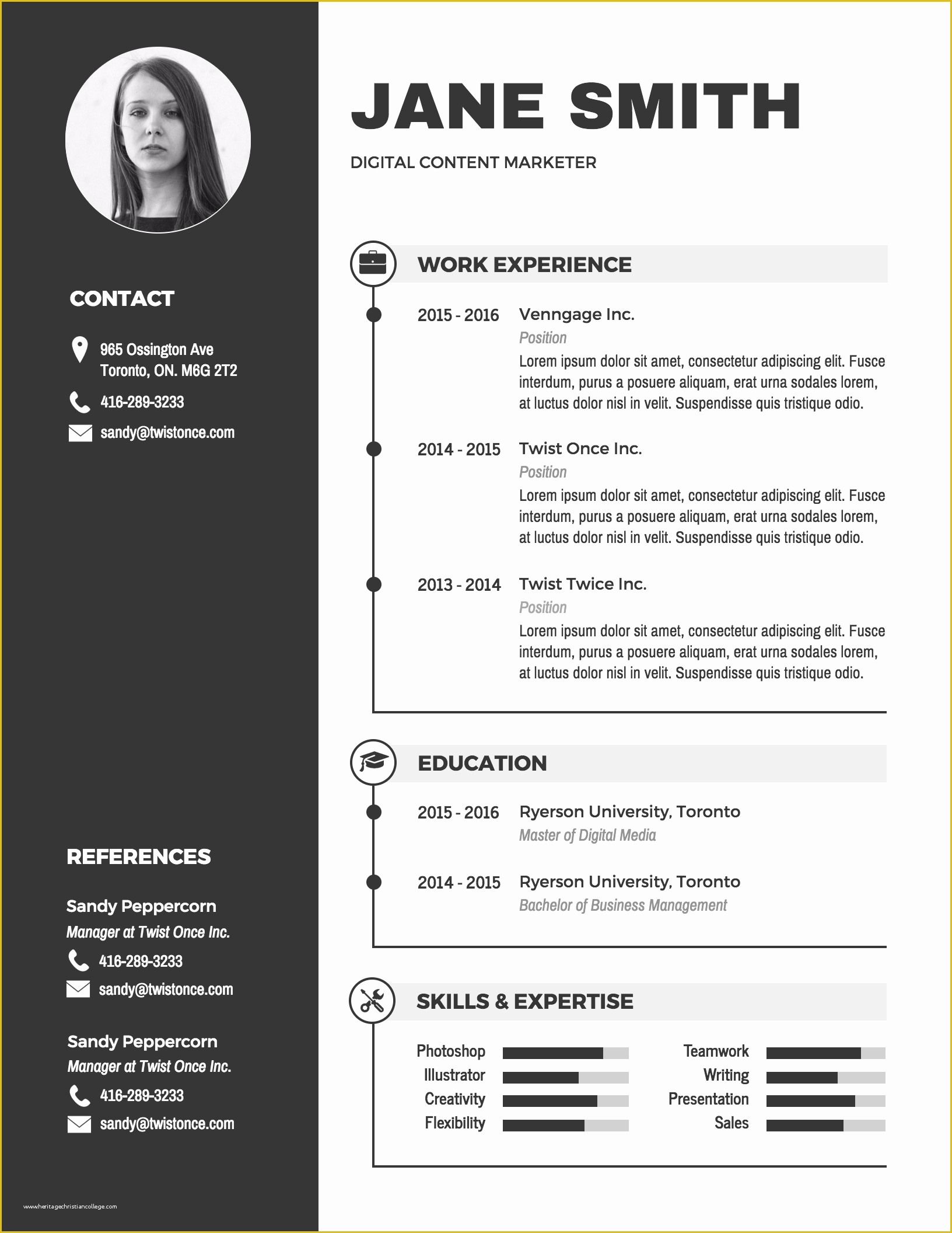 Free Minimalist Resume Template Of Infographic Resume Template Venngage