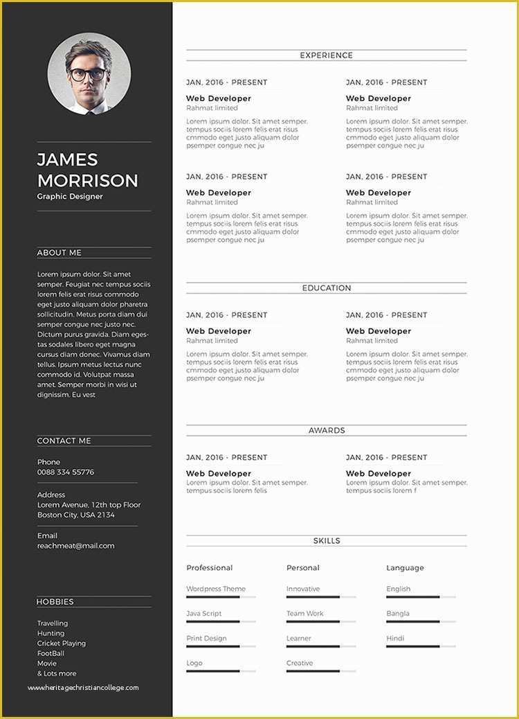 Free Minimalist Resume Template Word Of Free Minimal Cv Resume Template In Word Ai &amp; Psd Good