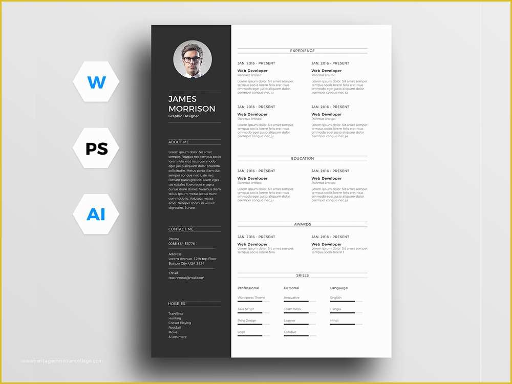 Free Minimalist Resume Template Word Of Free Minimal Resume Template for Word Illustrator and