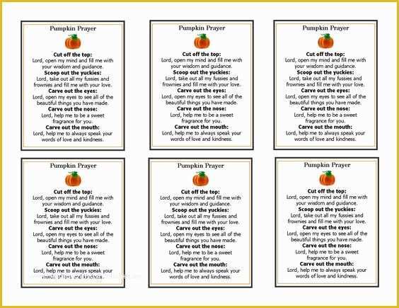 Free Missionary Prayer Card Template Of Pumpkin Prayer Template Fall Harvest Party Christian