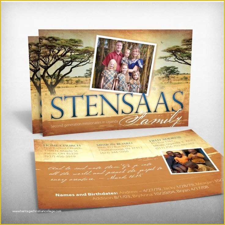 Free Missionary Prayer Card Template Of the Stansaas Family Missionaries to Uganda