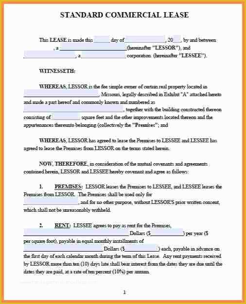 Free Missouri Lease Agreement Template Of 5 Microsoft Word Lease Agreement Template