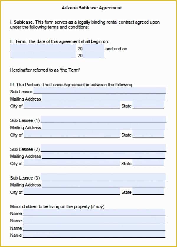 Free Missouri Lease Agreement Template Of Free Arizona Sub Lease Agreement Pdf