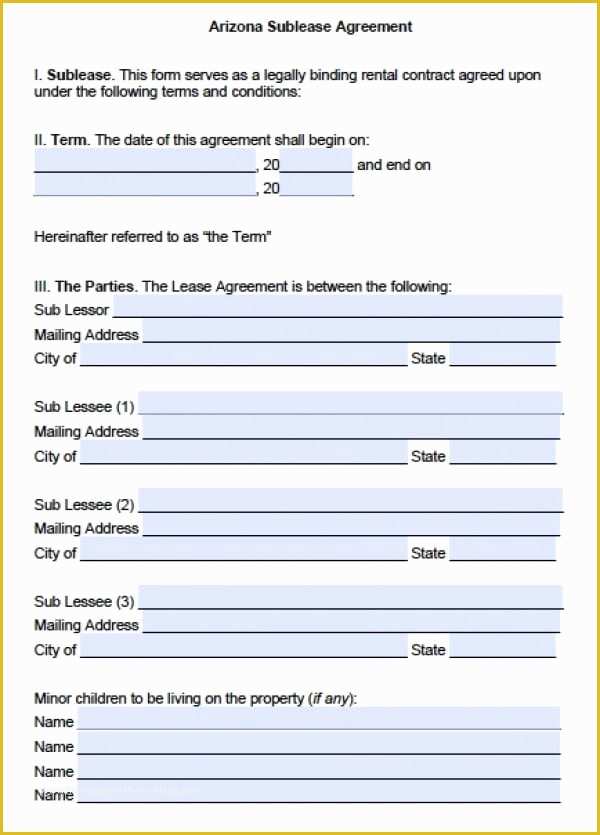 Free Missouri Lease Agreement Template Of Free Arizona Sub Lease Agreement Pdf