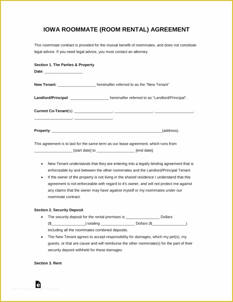 Free Missouri Lease Agreement Template Of Free Kansas Room Rental Roommate Agreement form Pdf