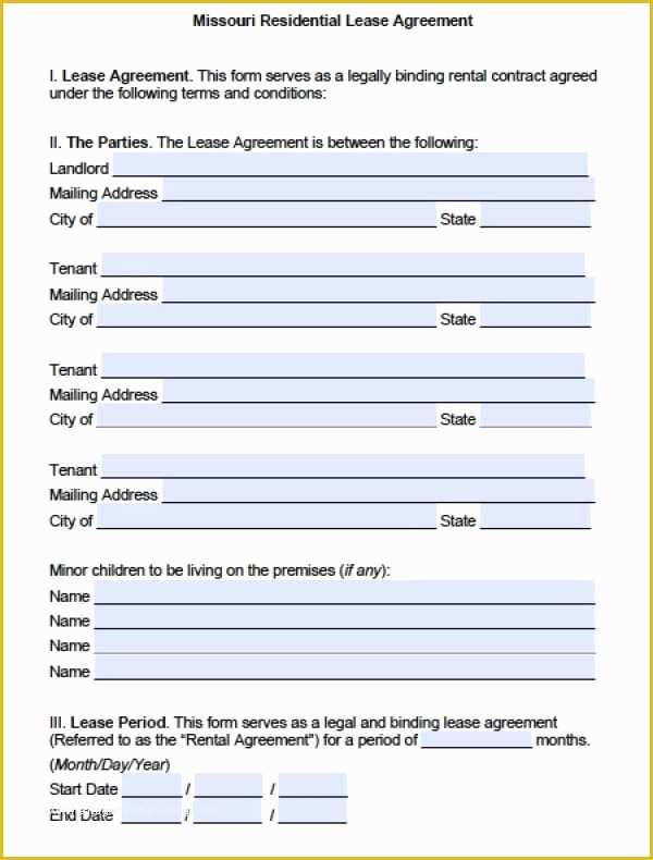 Free Missouri Lease Agreement Template Of Free Missouri Residential Lease Agreement Pdf