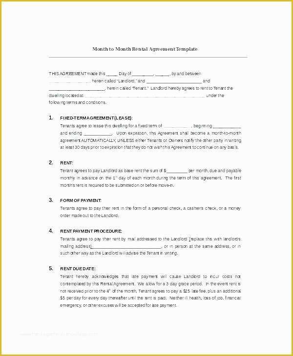 Free Missouri Lease Agreement Template Of Month to Month Lease Agreement Template Month to Month