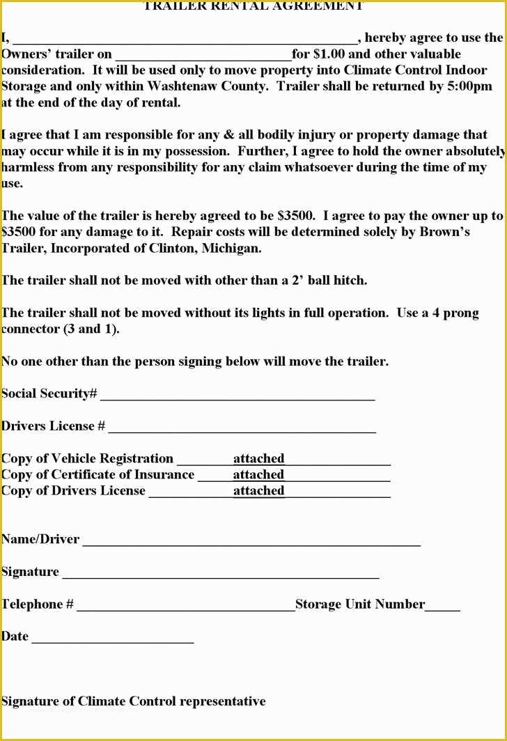 Free Missouri Lease Agreement Template Of Trailer Lease Agreement form Detail Trailer Rental