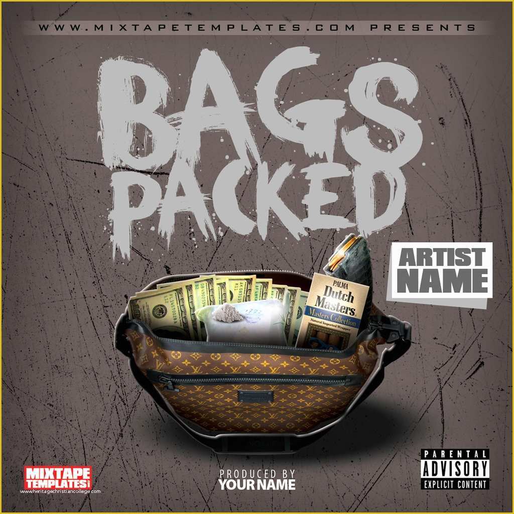 Free Mixtape Covers Templates Of Bags Packed Mixtape Cover Template by