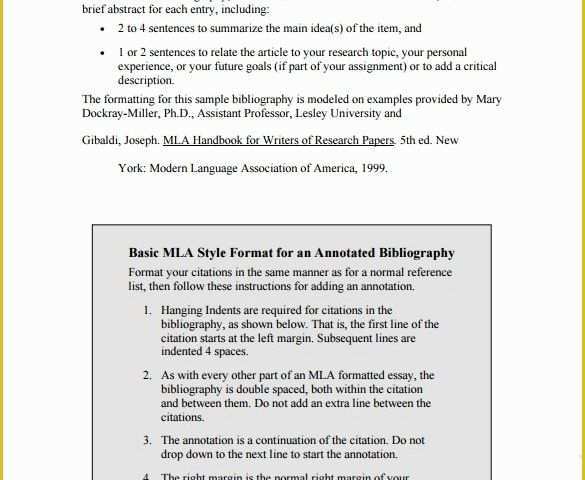 Free Mla Template Of 7 Annotated Bibliography Templates – Free Word &amp; Pdf