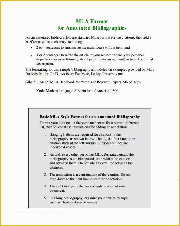 Free Mla Template Of 7 Annotated Bibliography Templates – Free Word &amp; Pdf