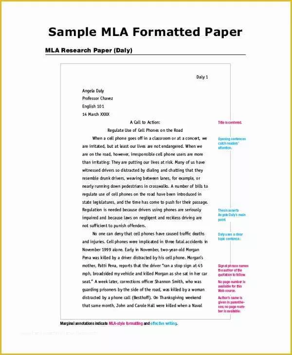 Free Mla Template Of 7 Mla Outline Samples