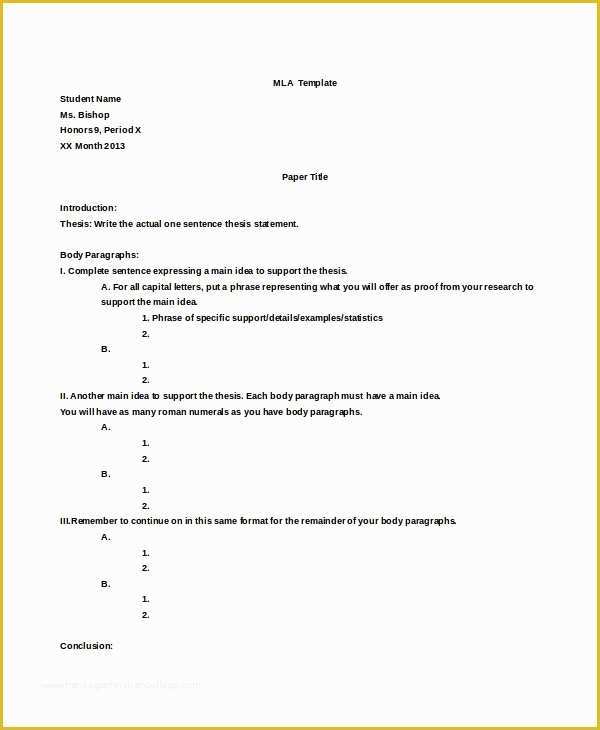 Free Mla Template Of Blank Template – 10 Free Word Pdf Documents Download