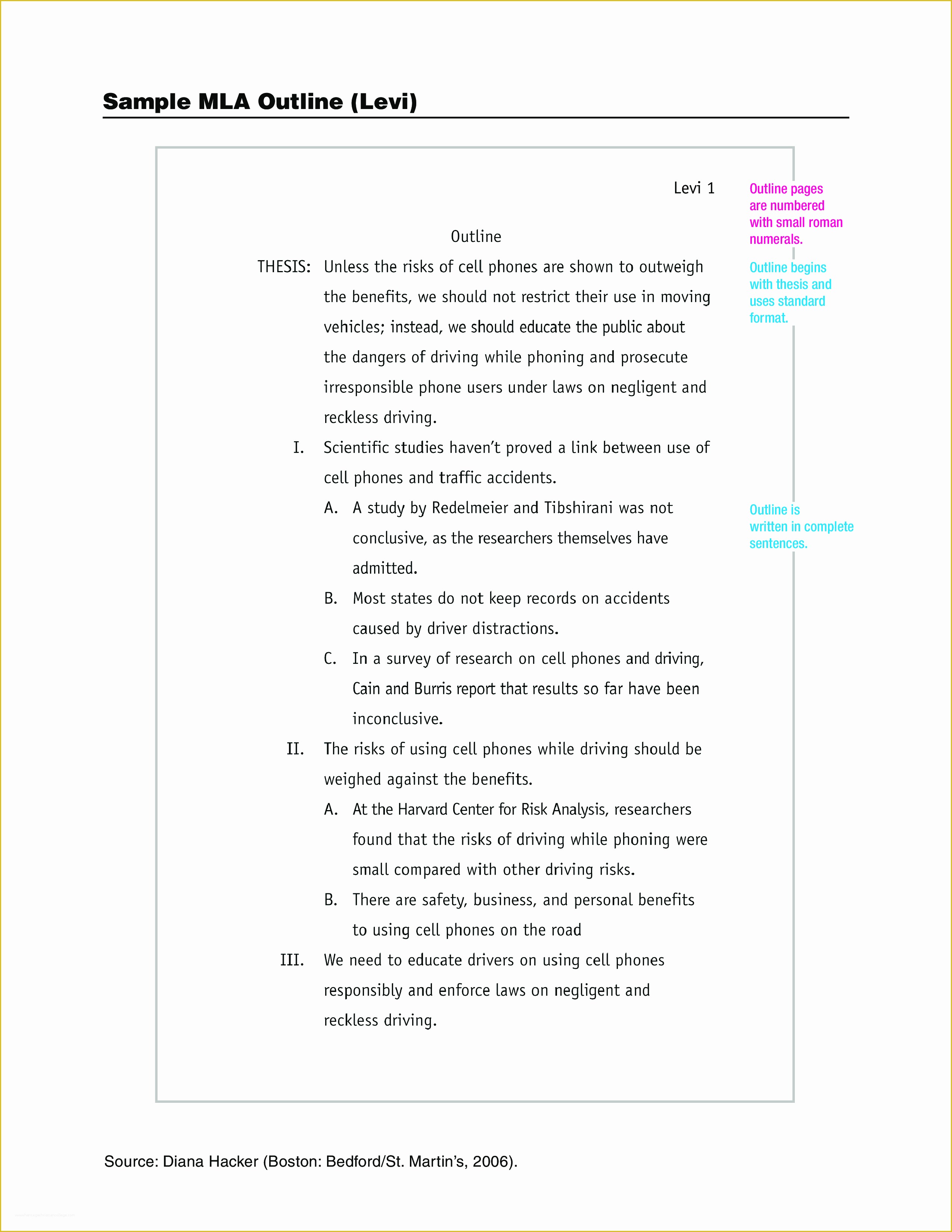 Free Mla Template Of Free Mla Outline Heritagechristiancollege