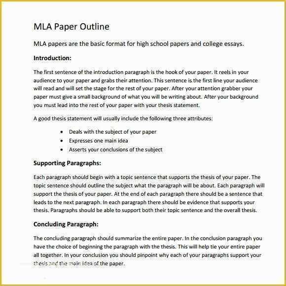 Free Mla Template Of Mla Outline Template 11 Download Free Documents In Pdf
