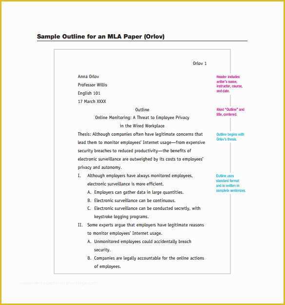 Free Mla Template Of Mla Outline Template 11 Download Free Documents In Pdf